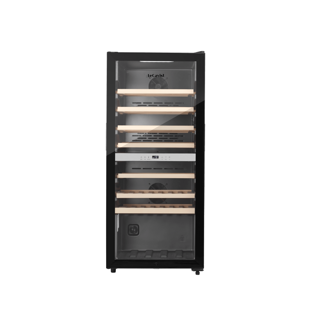 LECAVIST Wine Cabinet - 77 Bottle - Dual Zone - Freestanding - Black (LEK1052ZPVFS) - Freestanding - Lecavist Wine Cabinets