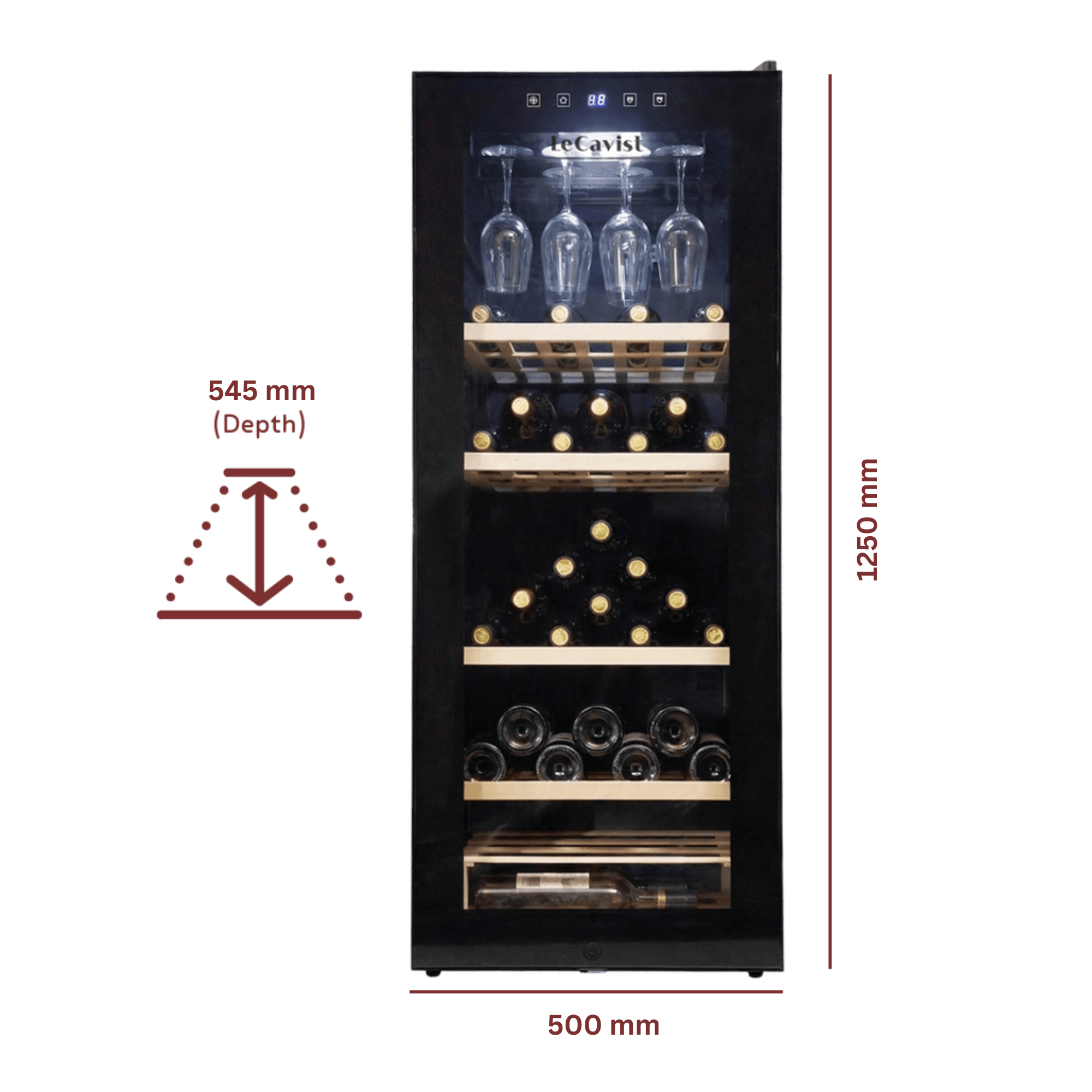 LECAVIST Wine Cabinet - 97 Bottle - Single Zone - Freestanding - Black (LCS100VN) - Freestanding - LeCavist Wine Cabinets