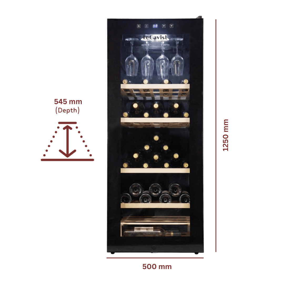 LECAVIST Wine Cabinet - 97 Bottle - Single Zone - Freestanding - Black (LCS100VN) - Freestanding - LeCavist Wine Cabinets
