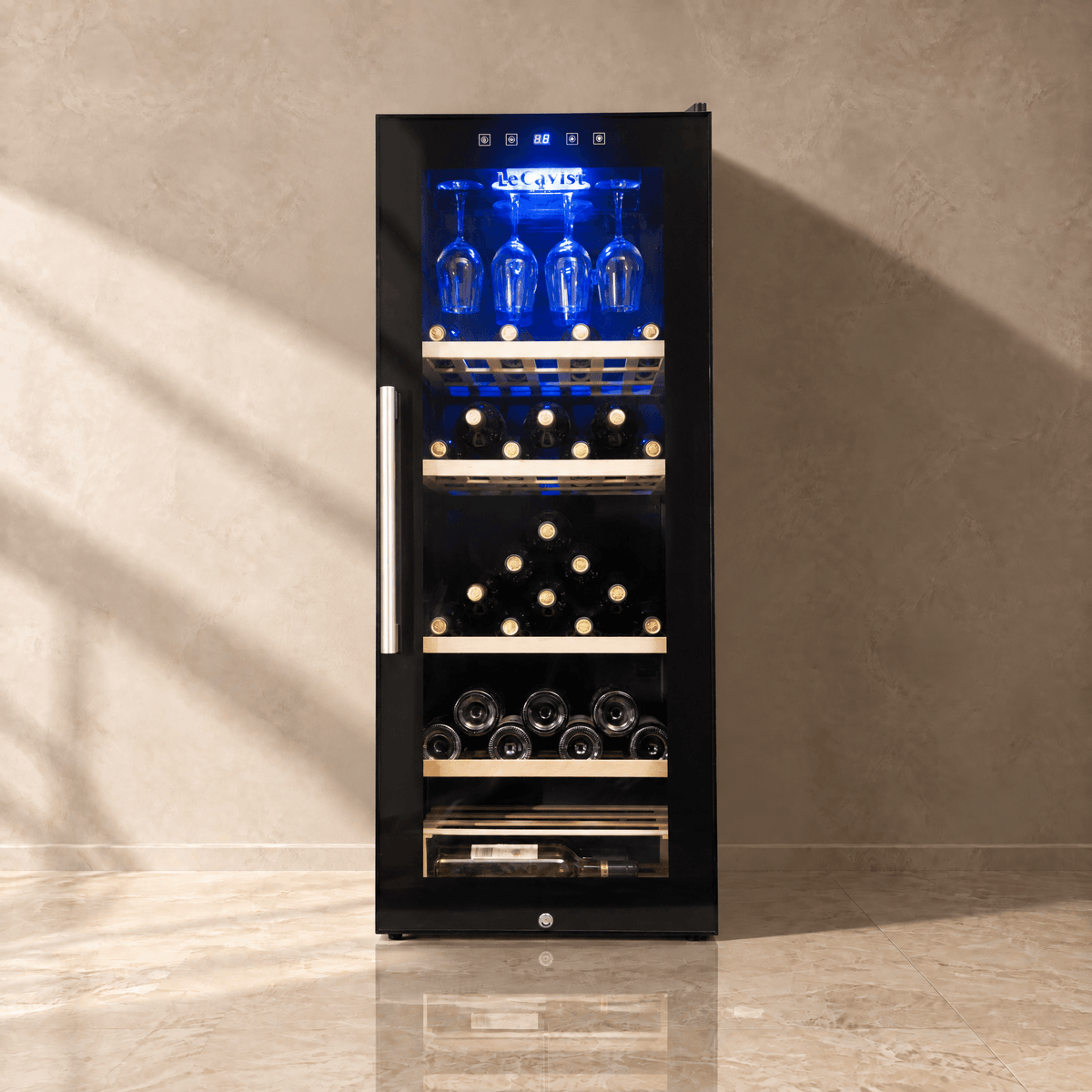 LECAVIST Wine Cabinet - 97 Bottle - Single Zone - Freestanding - Black (LCS100VN) - Freestanding - LeCavist Wine Cabinets
