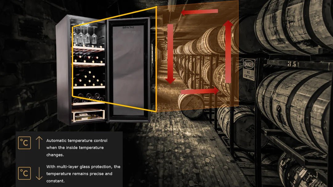 LECAVIST Wine Cabinet - 97 Bottle - Single Zone - Freestanding - Black (LCS100VN) PRE - ORDER - Freestanding - LeCavist Wine Cabinets