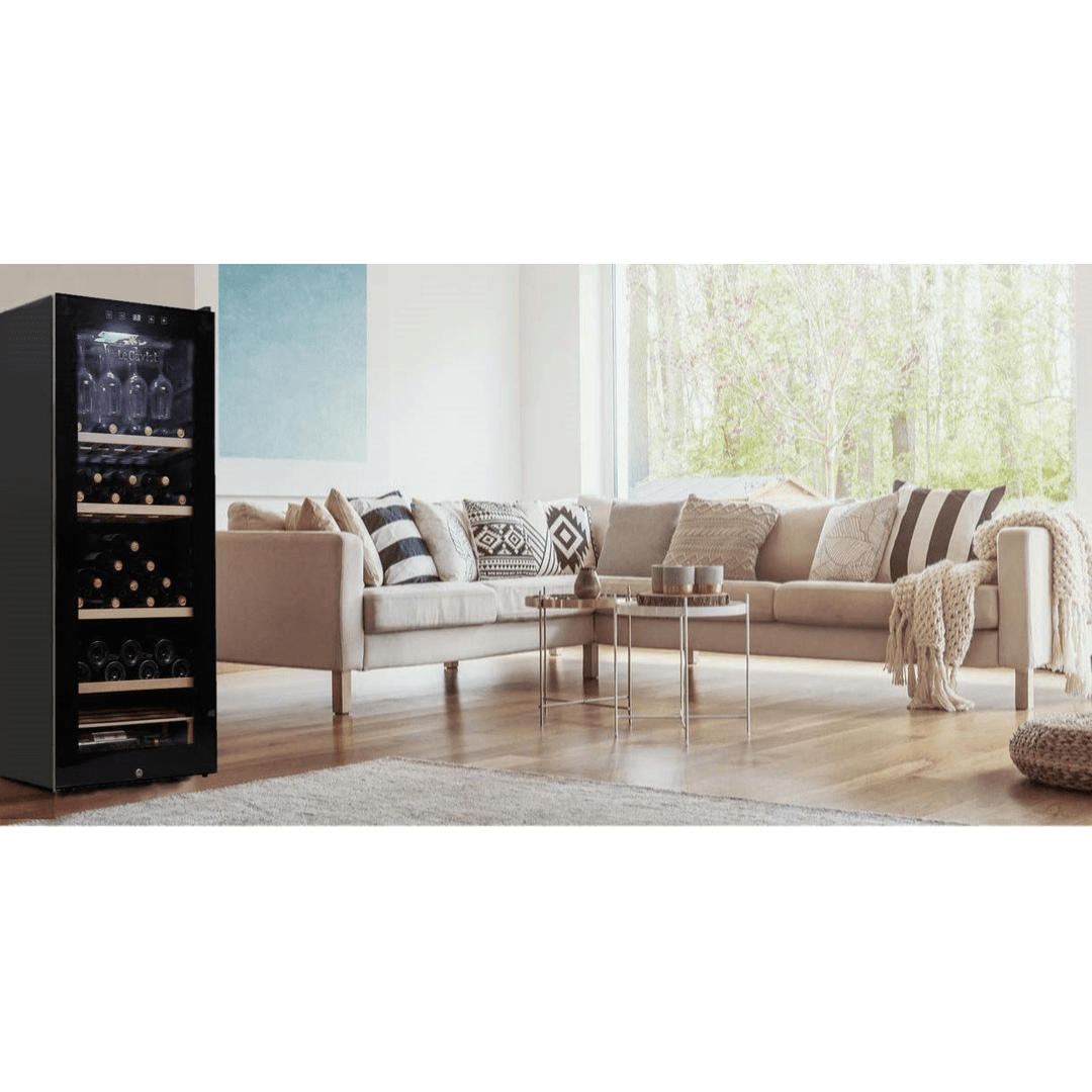 LIFESTYLE: LECAVIST Wine Cabinet - 97 Bottle - Single Zone - Freestanding - Black (LCS100VN) PRE-ORDER - Freestanding - LeCavist Wine Cabinets