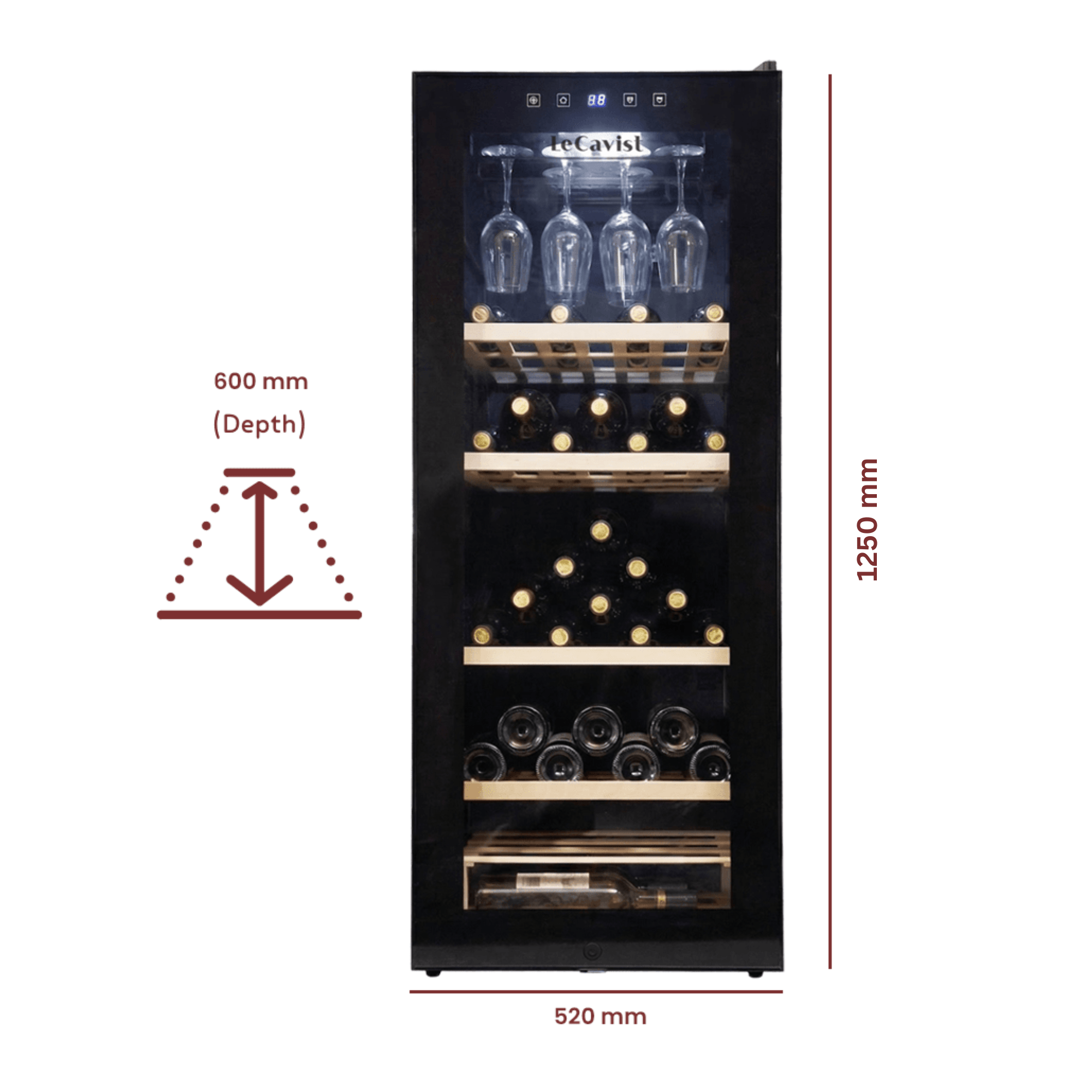LECAVIST Wine Cabinet - 97 Bottle - Single Zone - Freestanding - Black (LCS100VN) PRE - ORDER - Freestanding - LeCavist Wine Cabinets