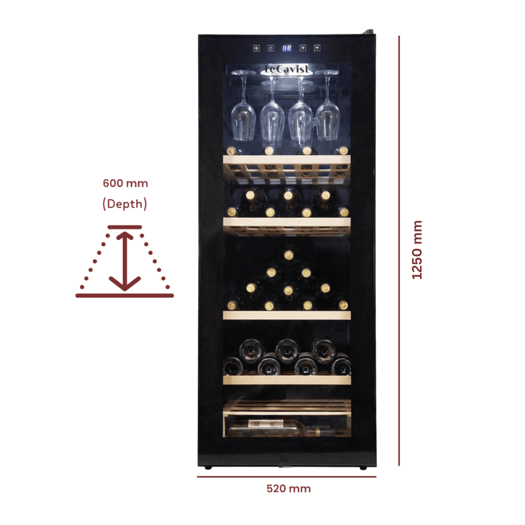 LECAVIST Wine Cabinet - 97 Bottle - Single Zone - Freestanding - Black (LCS100VN) PRE-ORDER - Freestanding - LeCavist Wine Cabinets