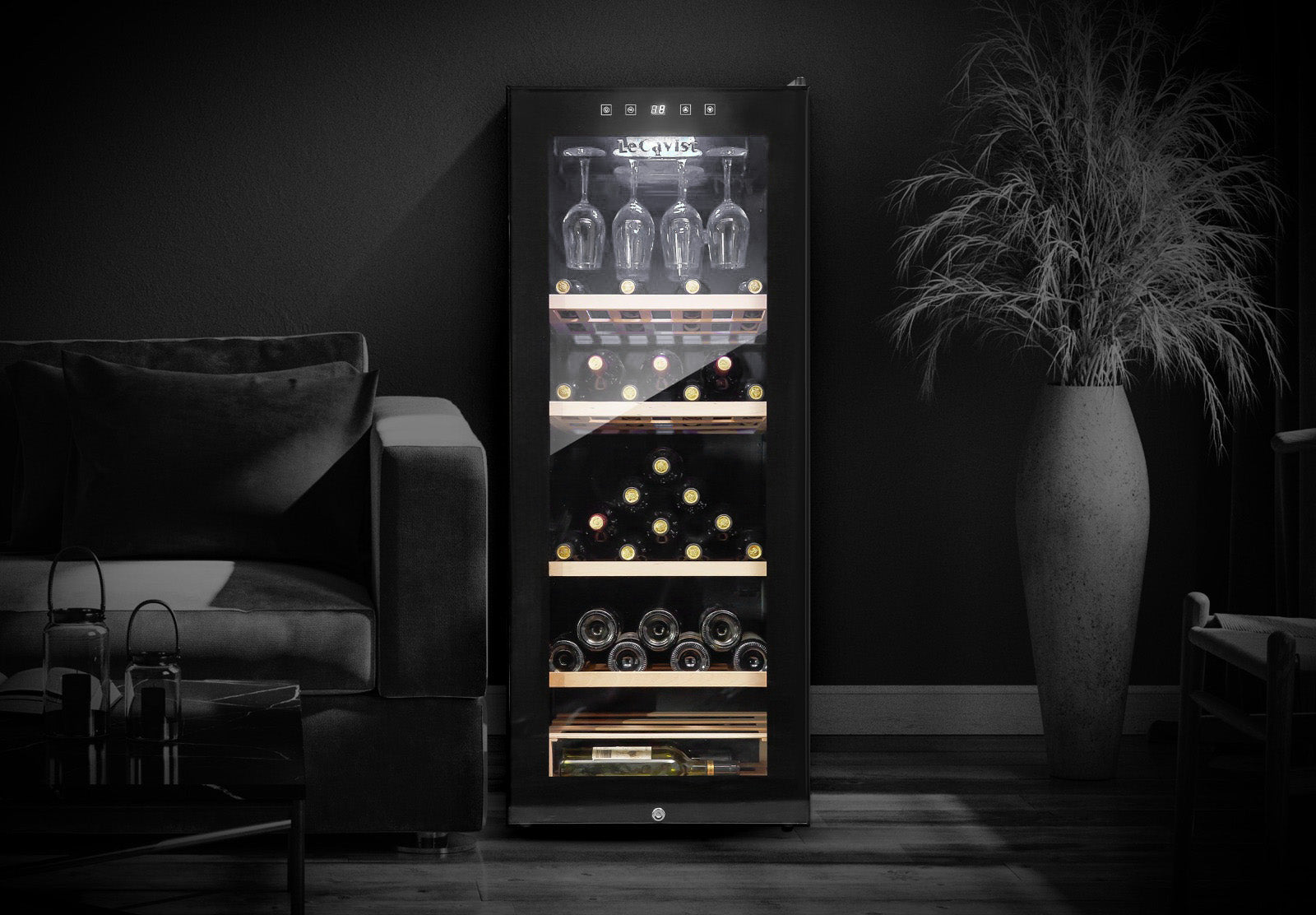 LECAVIST Wine Cabinet - 97 Bottle - Single Zone - Freestanding - Black (LCS100VN) PRE - ORDER - Freestanding - LeCavist Wine Cabinets