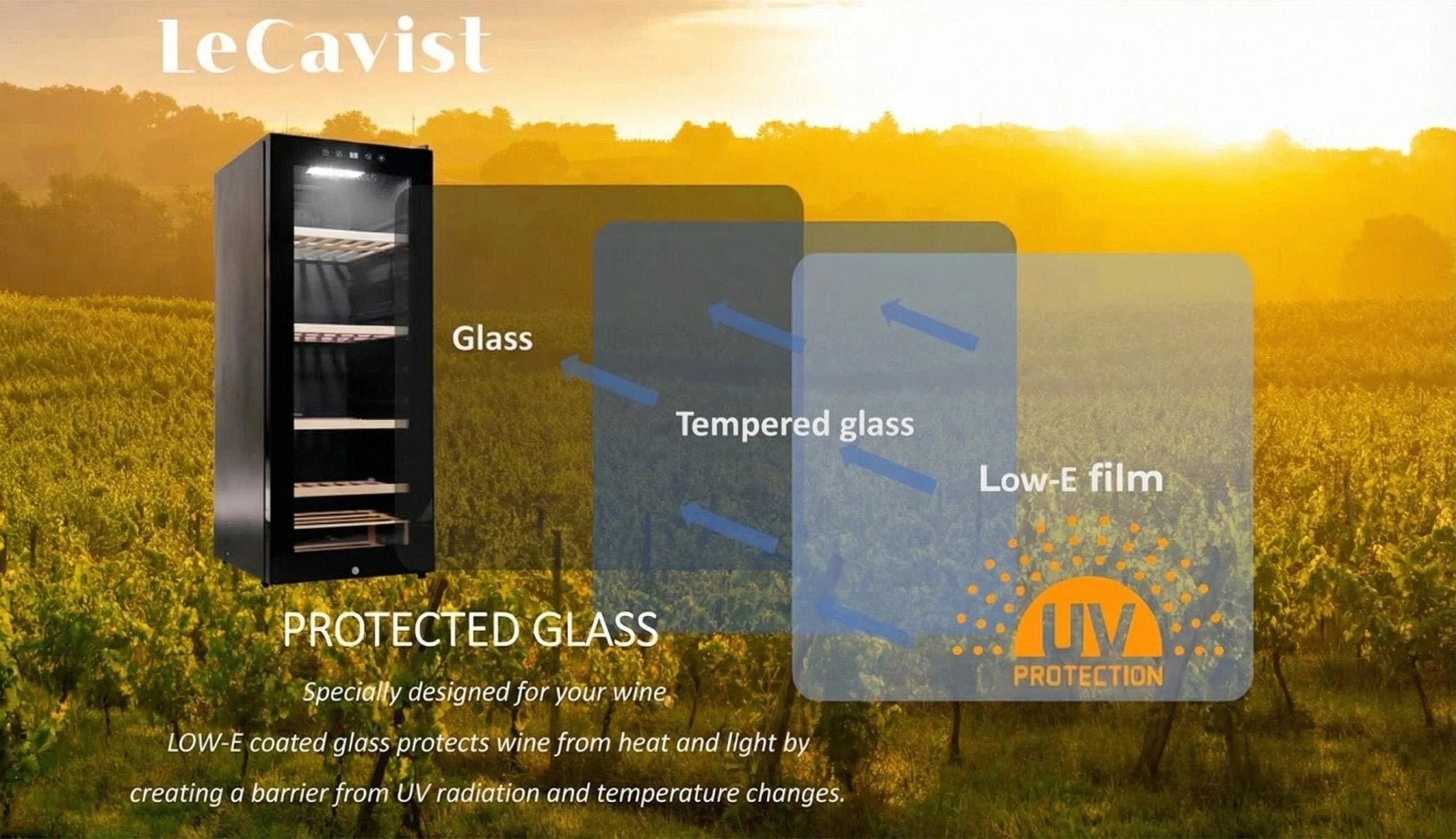 LECAVIST Wine Cabinet - 97 Bottle - Single Zone - Freestanding - Black (LCS100VN) PRE - ORDER - Freestanding - LeCavist Wine Cabinets