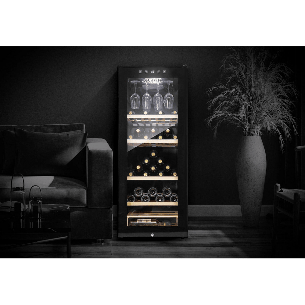 LIFESTYLE: LECAVIST Wine Cabinet - 97 Bottle - Single Zone - Freestanding - Black (LCS100VN) PRE-ORDER - Freestanding - LeCavist Wine Cabinets