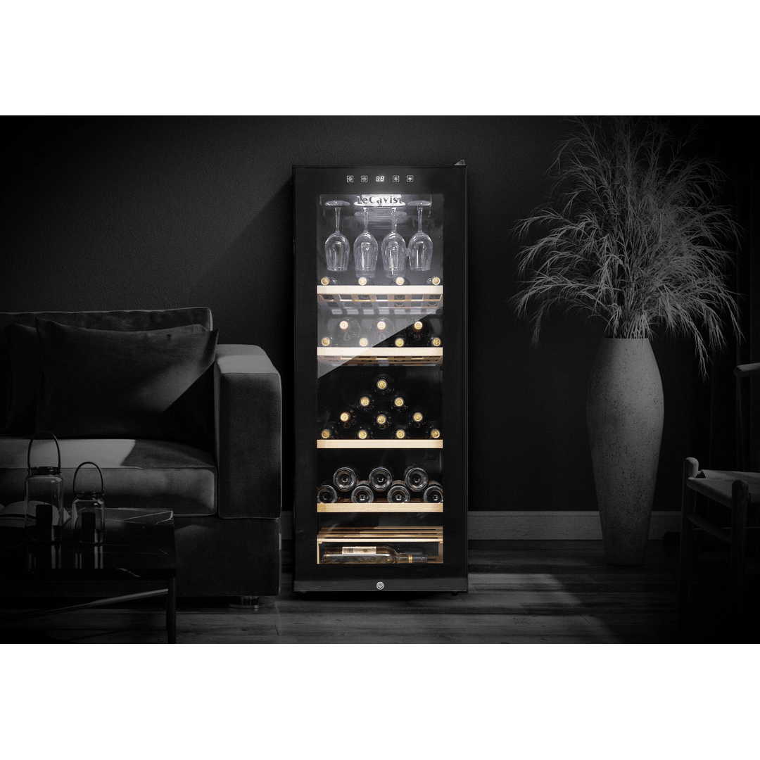 LIFESTYLE: LECAVIST Wine Cabinet - 97 Bottle - Single Zone - Freestanding - Black (LCS100VN) PRE-ORDER - Freestanding - LeCavist Wine Cabinets