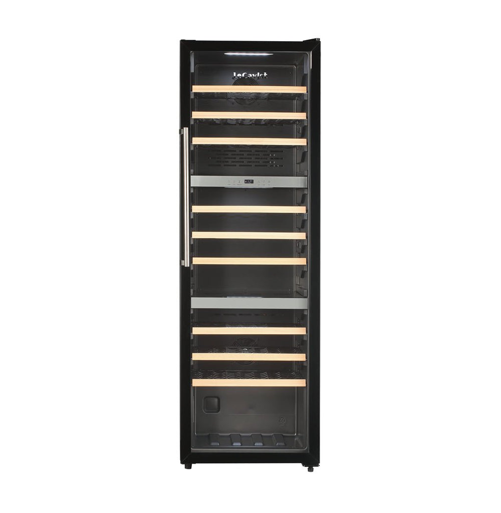 LECAVIST Wine Cabinet - 98 Bottle - Triple Zone - Black with Full Shelves (LEK140VN3ZFS) - Lecavist Wine Cabinets