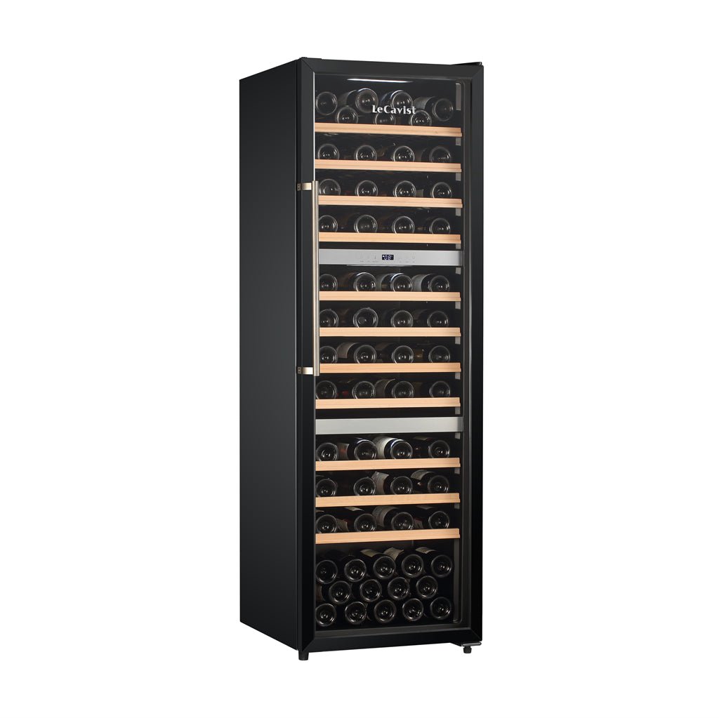 LECAVIST Wine Cabinet - 98 Bottle - Triple Zone - Black with Full Shelves (LEK140VN3ZFS) - Lecavist Wine Cabinets