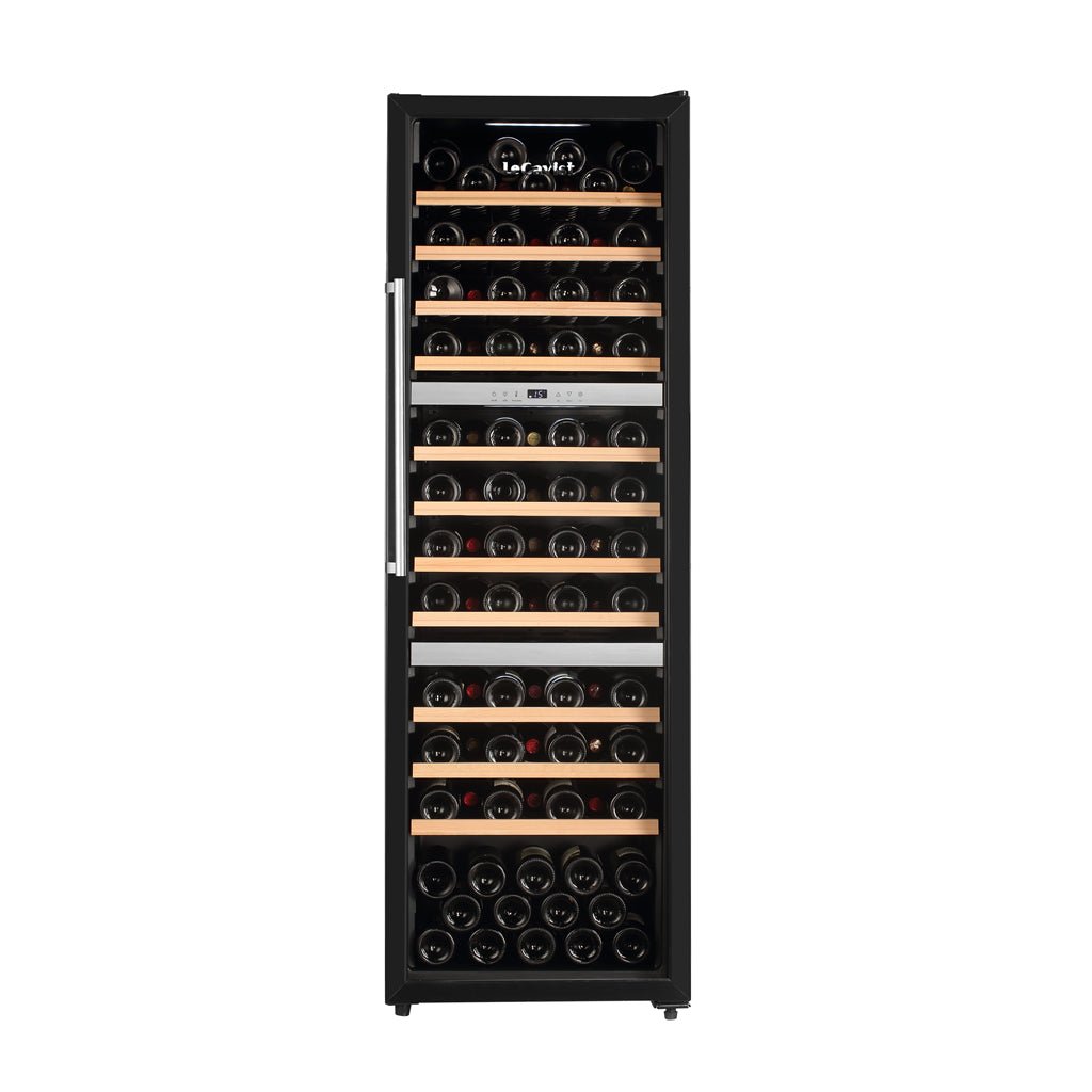 LECAVIST Wine Cabinet - 98 Bottle - Triple Zone - Black with Full Shelves (LEK140VN3ZFS) - Lecavist Wine Cabinets