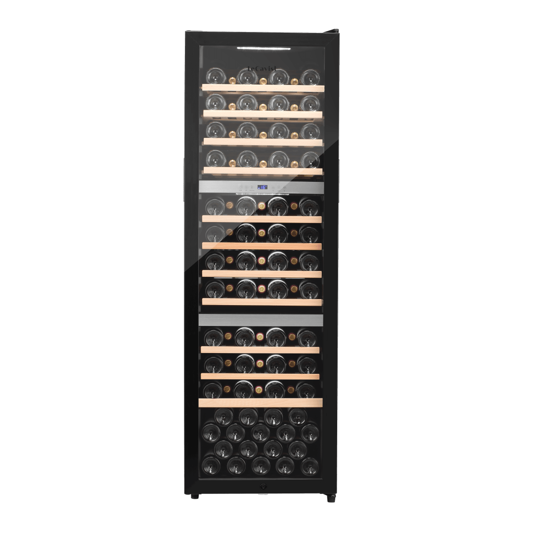 LECAVIST Wine Cabinet - 98 Bottle - Triple Zone - Freestanding - Black (LEK1403ZPVFS) - Freestanding - Lecavist Wine Cabinets