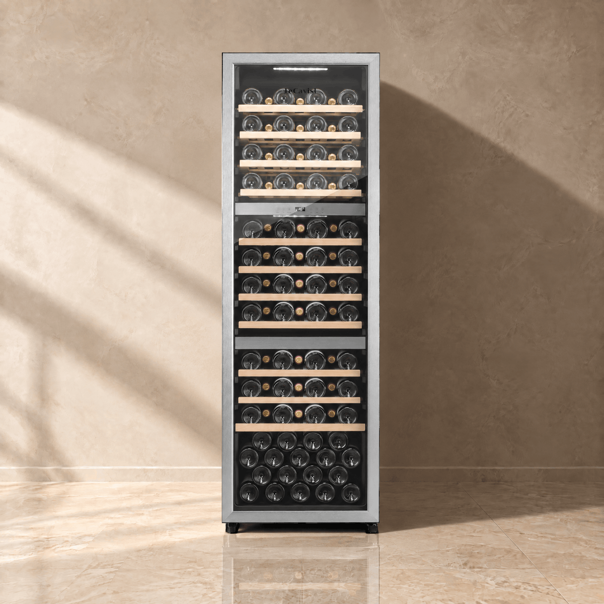 LECAVIST Wine Cabinet - 98 Bottle - Triple Zone - Freestanding - Stainless Steel (LEK1403ZPVXFS) - Freestanding - LeCavist Wine Cabinets