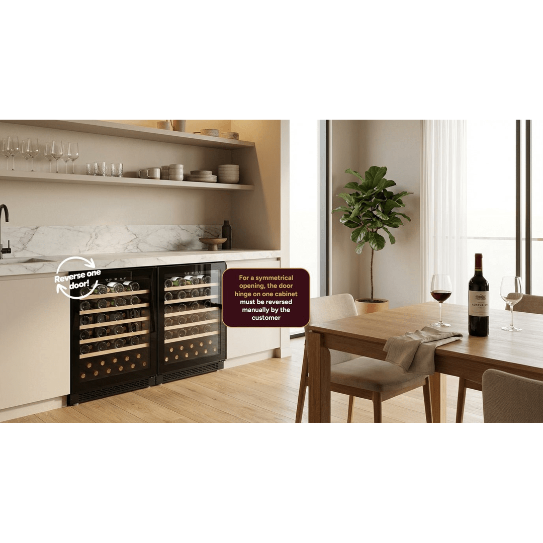 LIFESTYLE: LECAVIST Wine Cabinet Duo – 104 Bottle (2 × 52) – Single Zone – Built-in – Black (LJ52VNBUX2) - Built-In - LeCavist Wine Cabinets