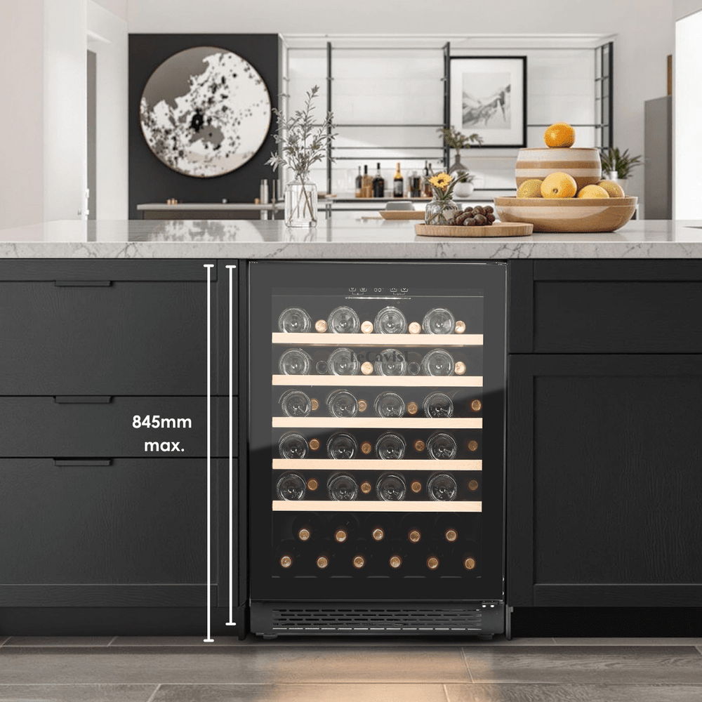 DETAILS: LECAVIST Wine Cabinet Duo – 104 Bottle (2 × 52) – Single Zone – Built-in – Black (LJ52VNBUX2) - Built-In - LeCavist Wine Cabinets