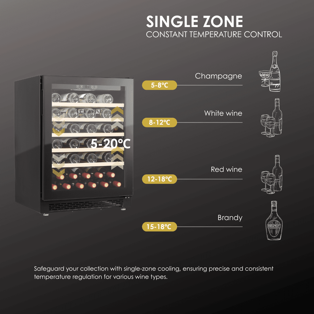 DETAILS: LECAVIST Wine Cabinet Duo – 104 Bottle (2 × 52) – Single Zone – Built-in – Black (LJ52VNBUX2) - Built-In - LeCavist Wine Cabinets