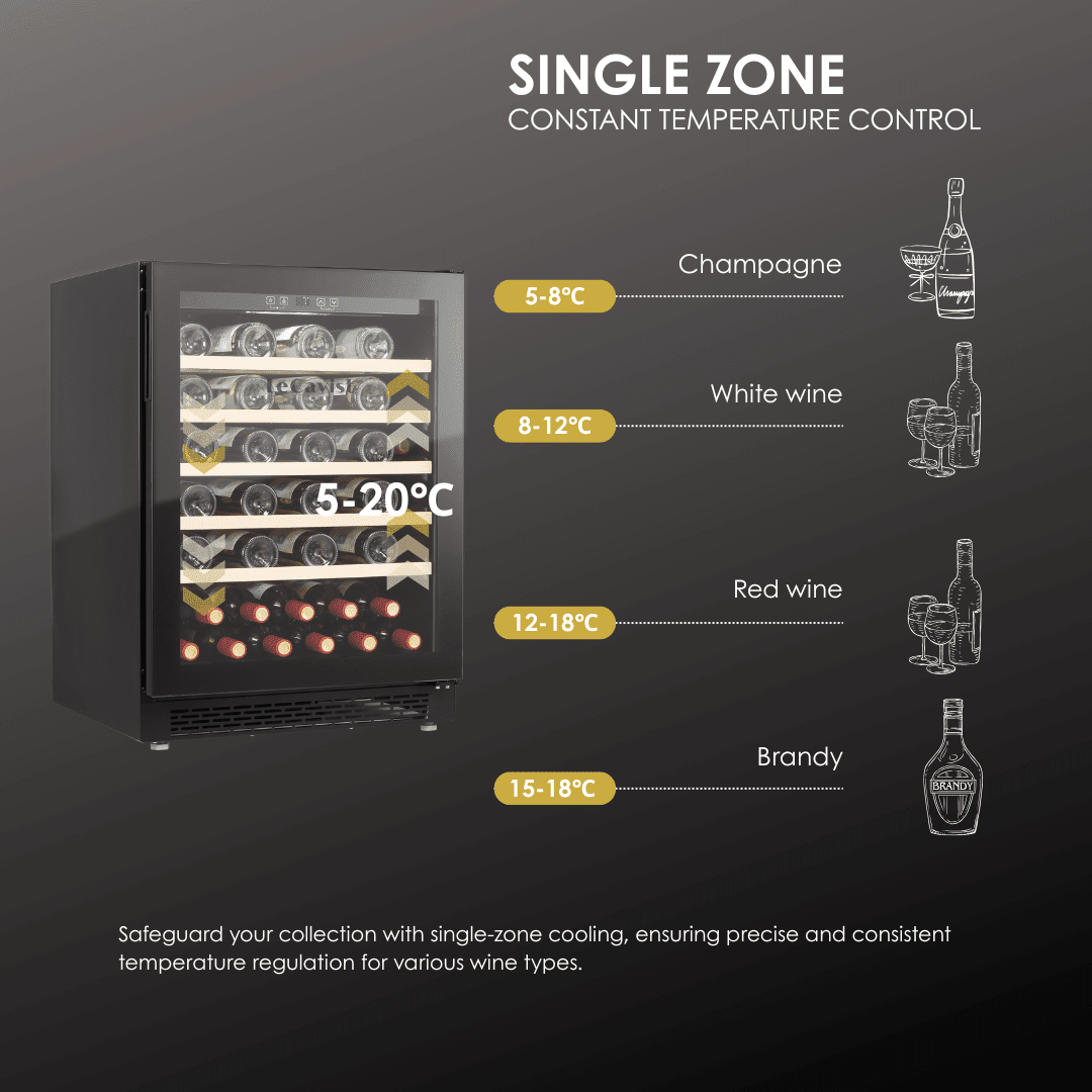 DETAILS: LECAVIST Wine Cabinet Duo – 104 Bottle (2 × 52) – Single Zone – Built-in – Black (LJ52VNBUX2) - Built-In - LeCavist Wine Cabinets