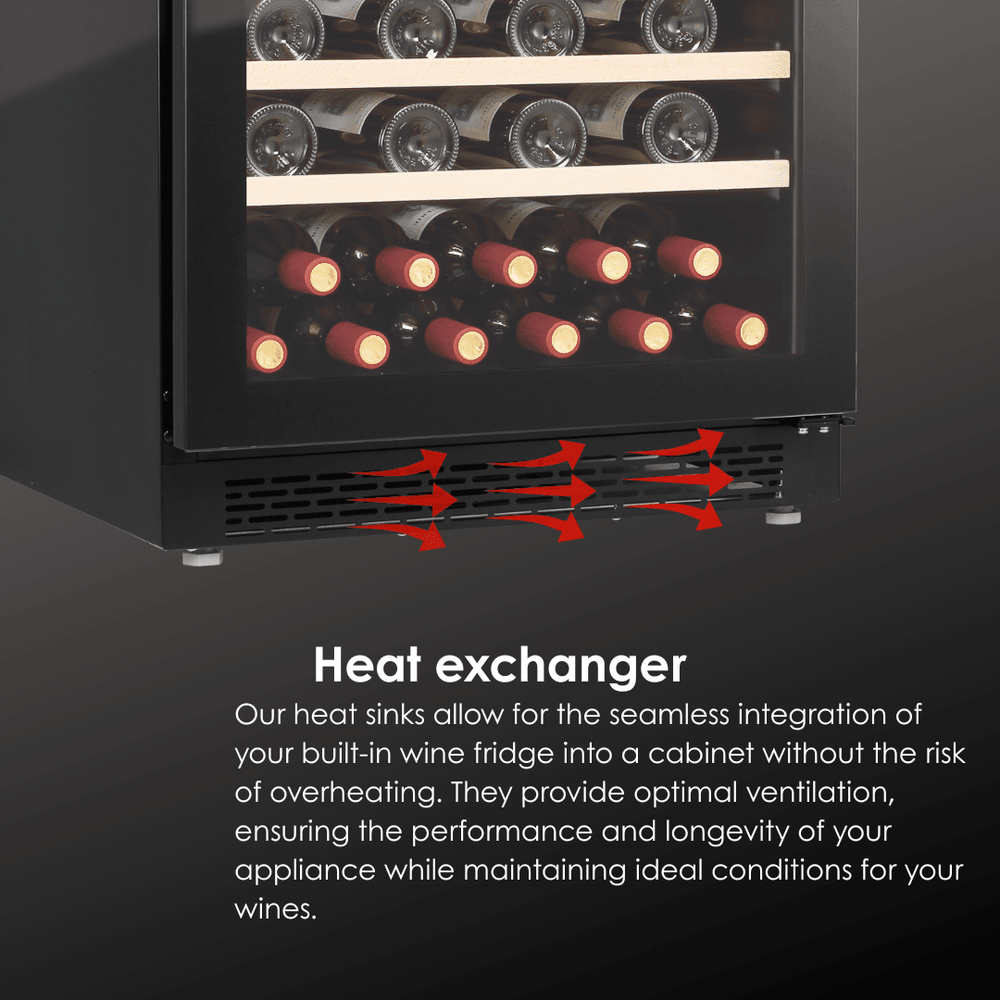 DETAILS: LECAVIST Wine Cabinet Duo – 104 Bottle (2 × 52) – Single Zone – Built-in – Black (LJ52VNBUX2) - Built-In - LeCavist Wine Cabinets