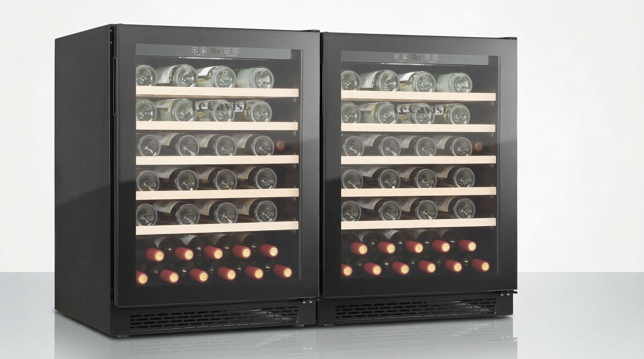 LECAVIST Wine Cabinet Duo – 104 Bottle Capacity (2 × 52) – Single Zone – Built - in – Black (LJ52VNBUX2) - Built - In - LeCavist Wine Cabinets