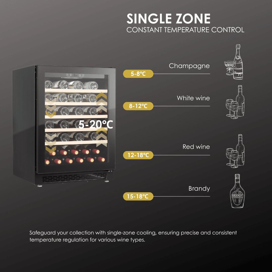 LECAVIST Wine Cabinet Duo – 104 Bottle Capacity (2 × 52) – Single Zone – Built - in – Black (LJ52VNBUX2) - Built - In - LeCavist Wine Cabinets