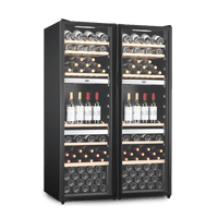 LECAVIST Wine Cabinet Duo - 280 Bottle (2 x 140) - Triple Zone - Freestanding - Black (LEK1403ZPVX2)