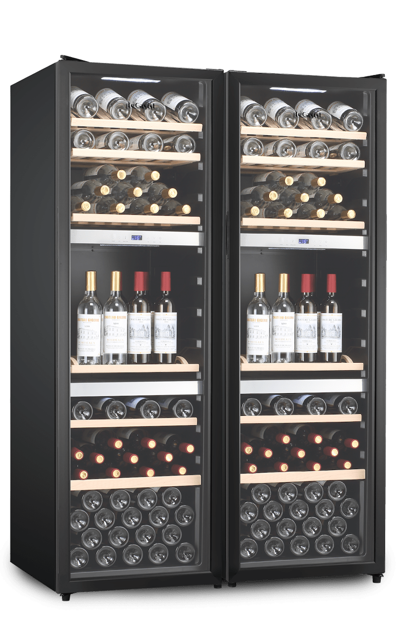 LECAVIST Wine Cabinet Duo - 280 Bottle (2 x 140) - Triple Zone - Freestanding - Black (LEK1403ZPVX2) - Freestanding - LeCavist Wine Cabinets