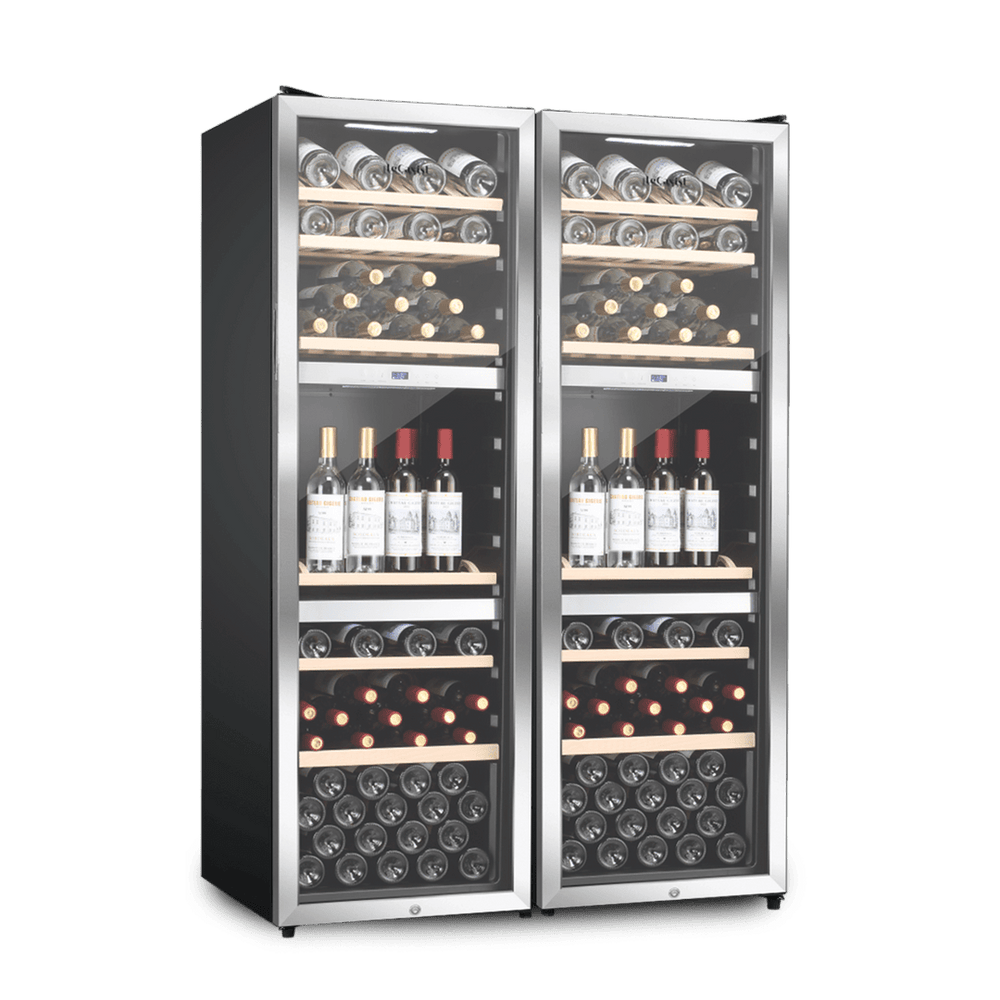 PRODUCT: LECAVIST Wine Cabinet Duo- 280 Bottle (2 x 140) - Triple Zone - Freestanding - Stainless Steel (LEK1403ZPVXX2) - Freestanding - LeCavist Wine Cabinets