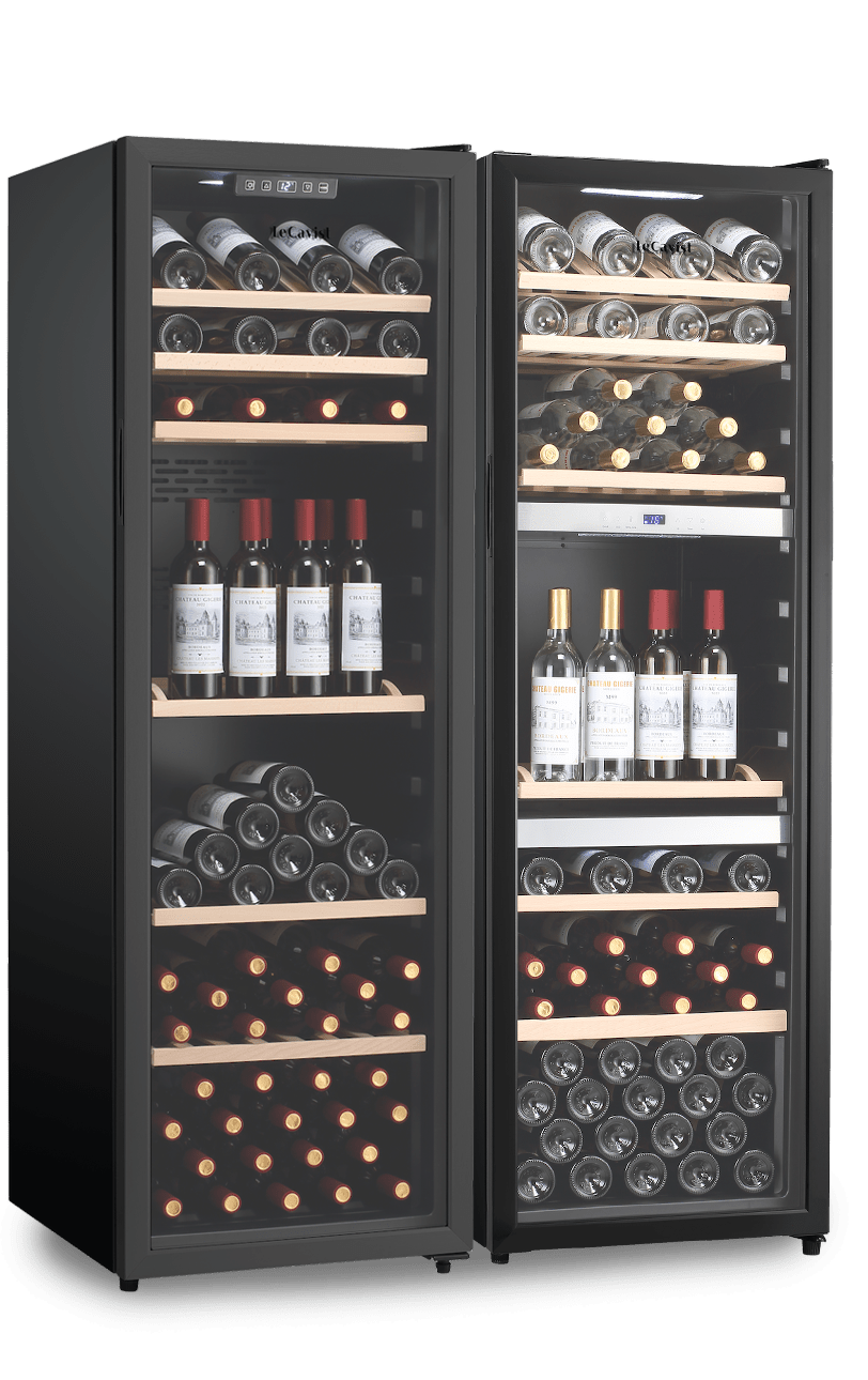 LECAVIST Wine Cabinet Duo - 308 Bottle (140 + 168) - Triple Zone + Single Zone - Freestanding - Black (LEK208PVX2) - Freestanding - LeCavist Wine Cabinets