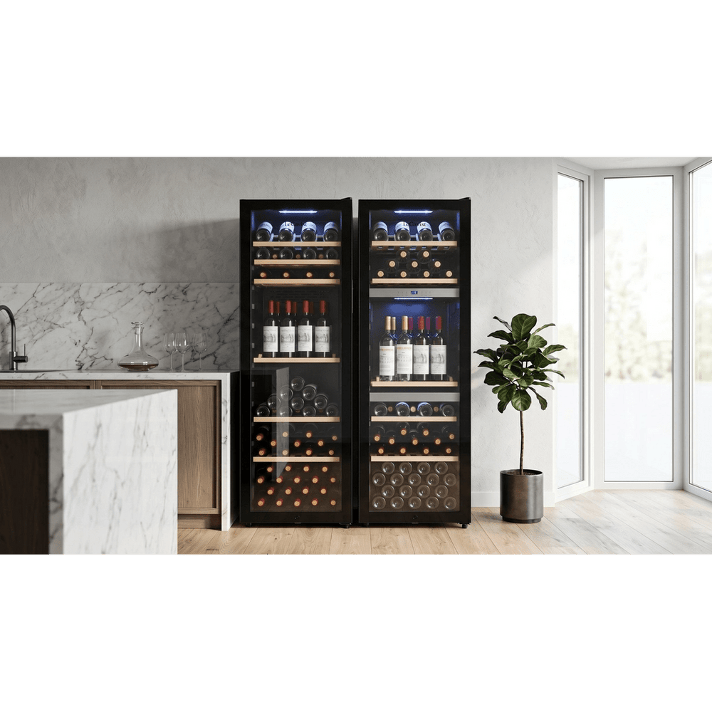 LIFESTYLE: LECAVIST Wine Cabinet Duo - 308 Bottle (140 + 168) - Triple Zone + Single Zone - Freestanding - Black (LEK208PVX2) - Freestanding - LeCavist Wine Cabinets