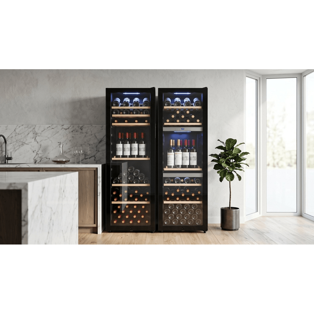 LECAVIST Wine Cabinet Duo - 308 Bottle (140 + 168) - Triple Zone + Single Zone - Freestanding - Black (LEK208PVX2) - Freestanding - LeCavist Wine Cabinets