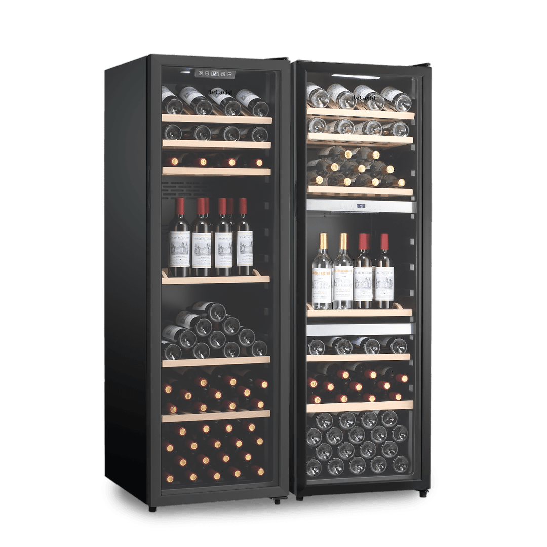 LECAVIST Wine Cabinet Duo - 308 Bottle (140 + 168) - Triple Zone + Single Zone - Freestanding - Black (LEK208PVX2) - Freestanding - LeCavist Wine Cabinets