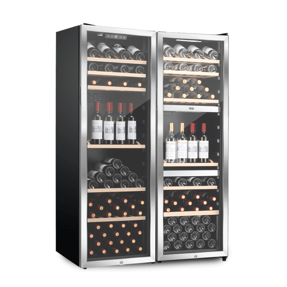 PRODUCT: LECAVIST Wine Cabinet Duo - 308 Bottle (140 + 168) - Triple Zone + Single Zone - Freestanding - Stainless Steel (LEK208PVXX2) - Freestanding - LeCavist Wine Cabinets