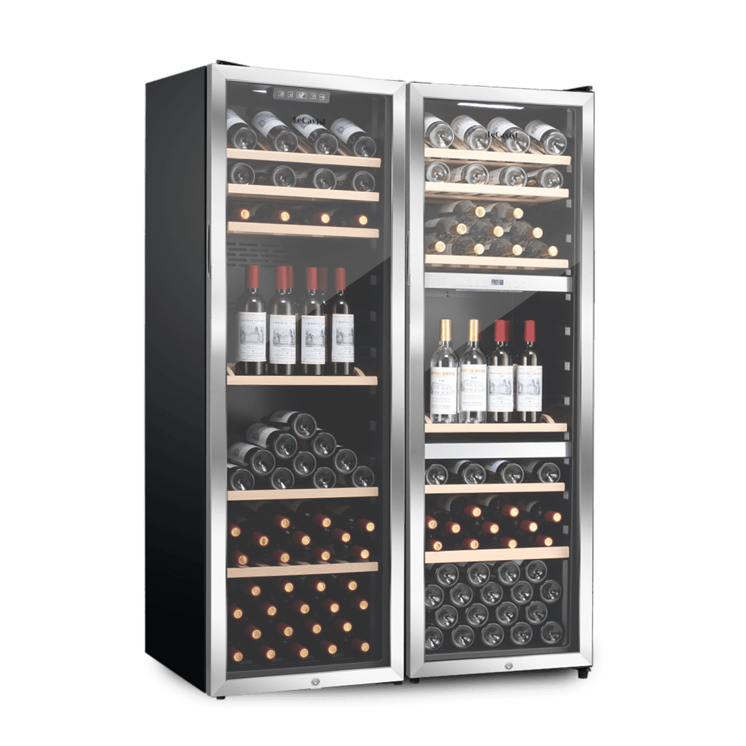 LECAVIST Wine Cabinet Duo - 308 Bottle (140 + 168) - Triple Zone + Single Zone - Freestanding - Stainless Steel (LEK208PVXX2) - Freestanding - LeCavist Wine Cabinets