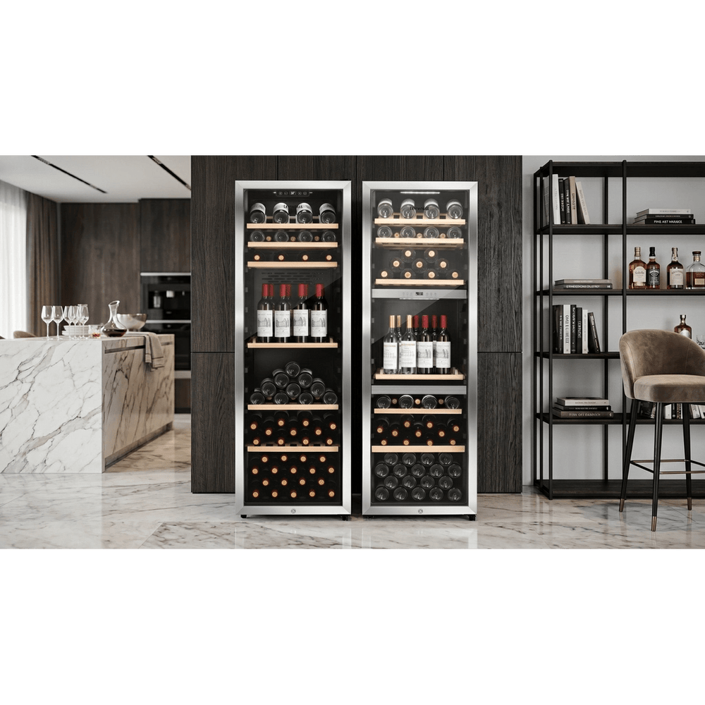 LIFESTYLE: LECAVIST Wine Cabinet Duo - 308 Bottle (140 + 168) - Triple Zone + Single Zone - Freestanding - Stainless Steel (LEK208PVXX2) - Freestanding - LeCavist Wine Cabinets
