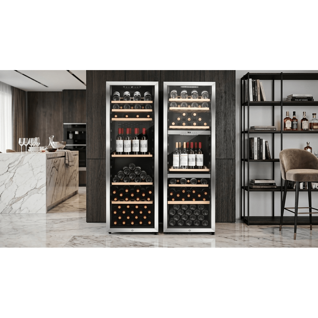 LIFESTYLE: LECAVIST Wine Cabinet Duo - 308 Bottle (140 + 168) - Triple Zone + Single Zone - Freestanding - Stainless Steel (LEK208PVXX2) - Freestanding - LeCavist Wine Cabinets