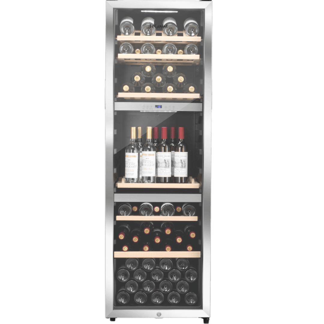 PRODUCT: LECAVIST Wine Cabinet Duo - 308 Bottle (140 + 168) - Triple Zone + Single Zone - Freestanding - Stainless Steel (LEK208PVXX2) - Freestanding - LeCavist Wine Cabinets