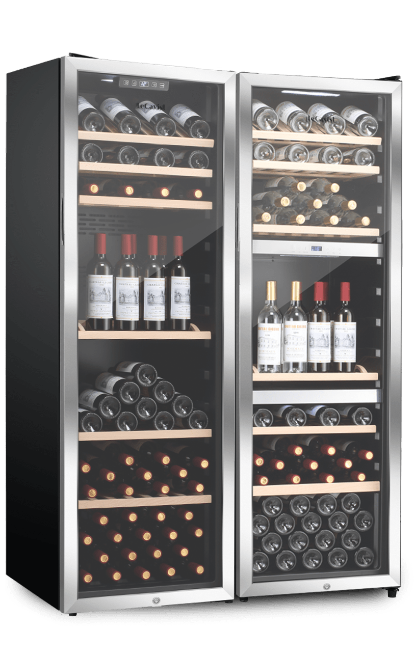 LECAVIST Wine Cabinet Duo - 308 Bottle (140 + 168) - Triple Zone + Single Zone - Freestanding - Stainless Steel (LEK208PVXX2) - Freestanding - LeCavist Wine Cabinets