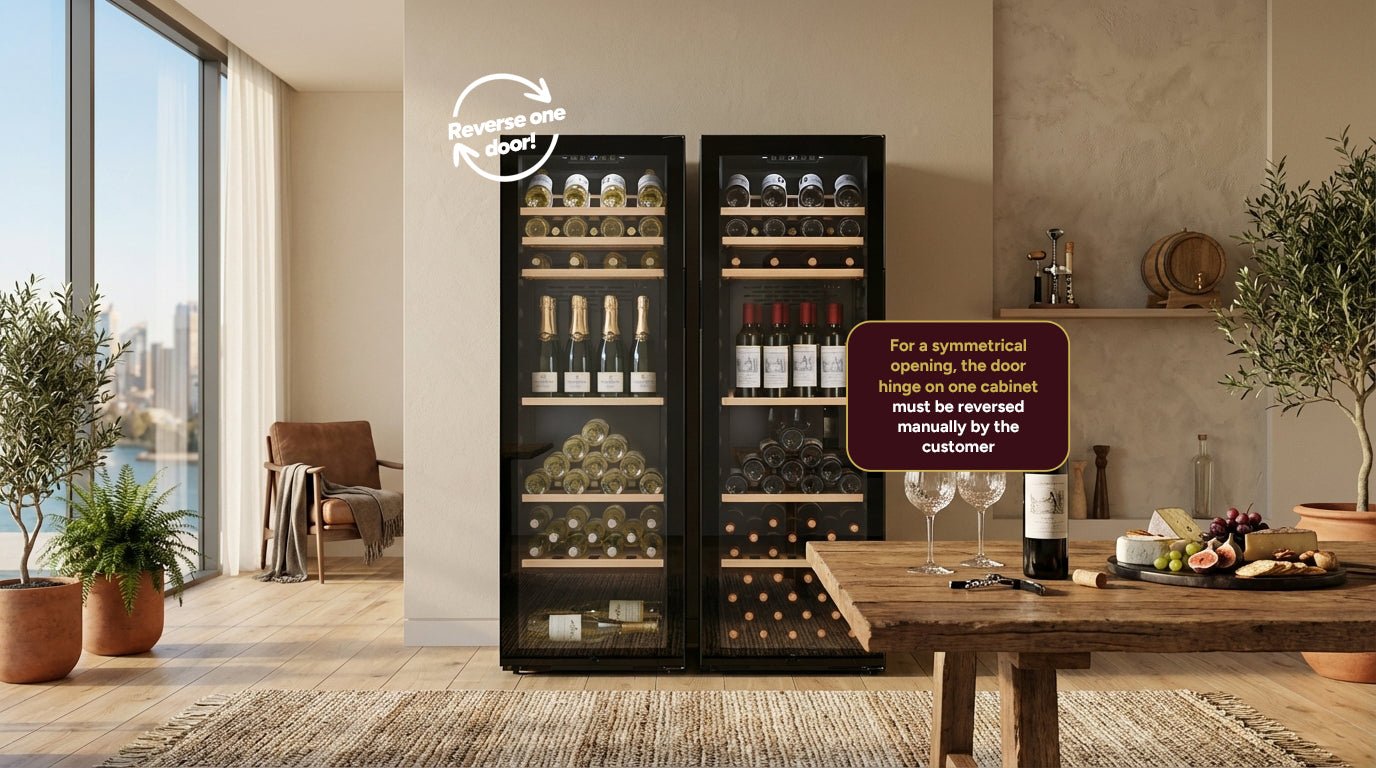 LECAVIST Wine Cabinet Duo – 336 Bottle (2 × 168) – Single Zone – Freestanding - Black (LEK168PVX2) - Freestanding - LeCavist Wine Cabinets