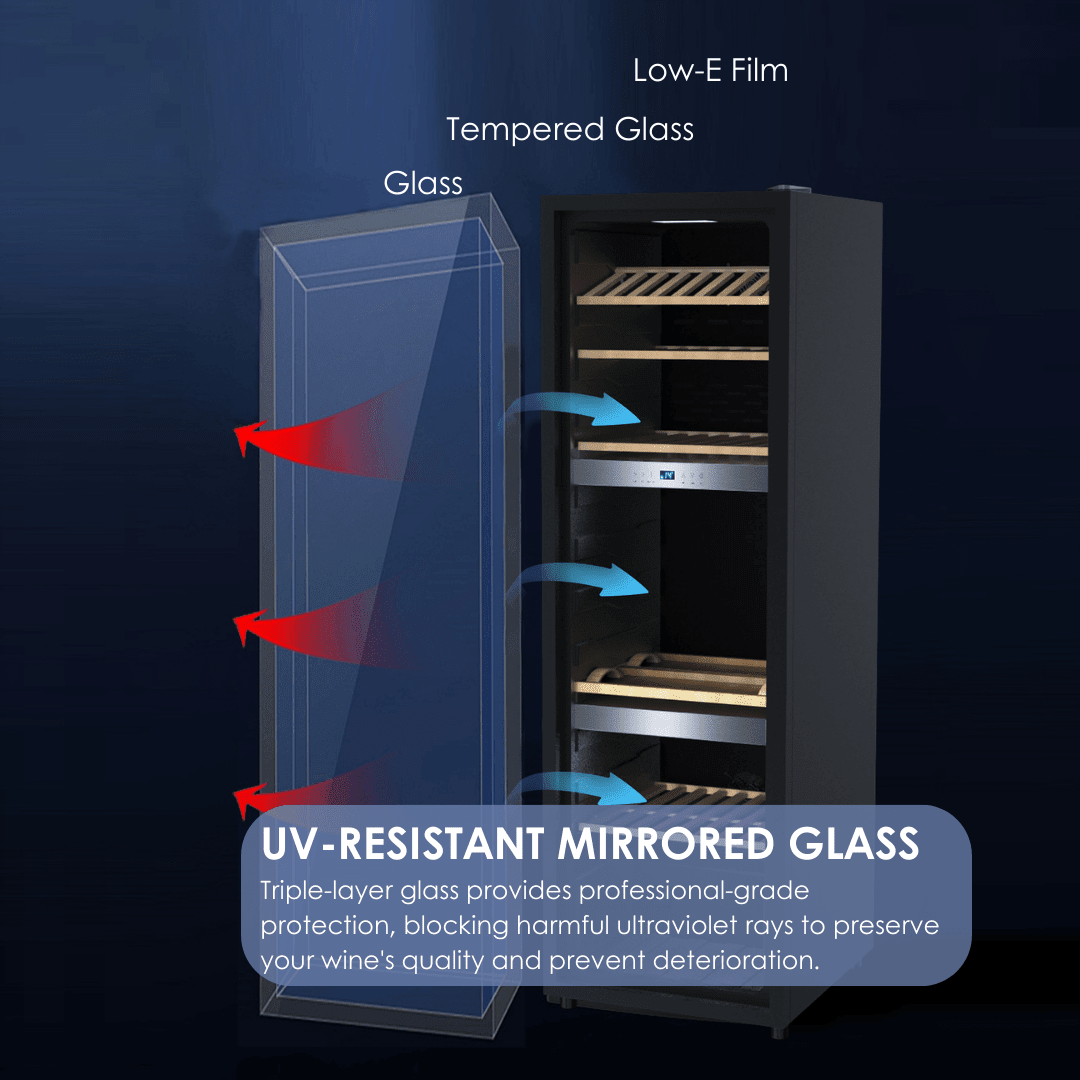 DETAILS: LECAVIST Wine Cabinet Duo – 336 Bottle (2 × 168) – Single Zone – Freestanding - Black (LEK168PVX2) PRE-ORDER - Freestanding - LeCavist Wine Cabinets