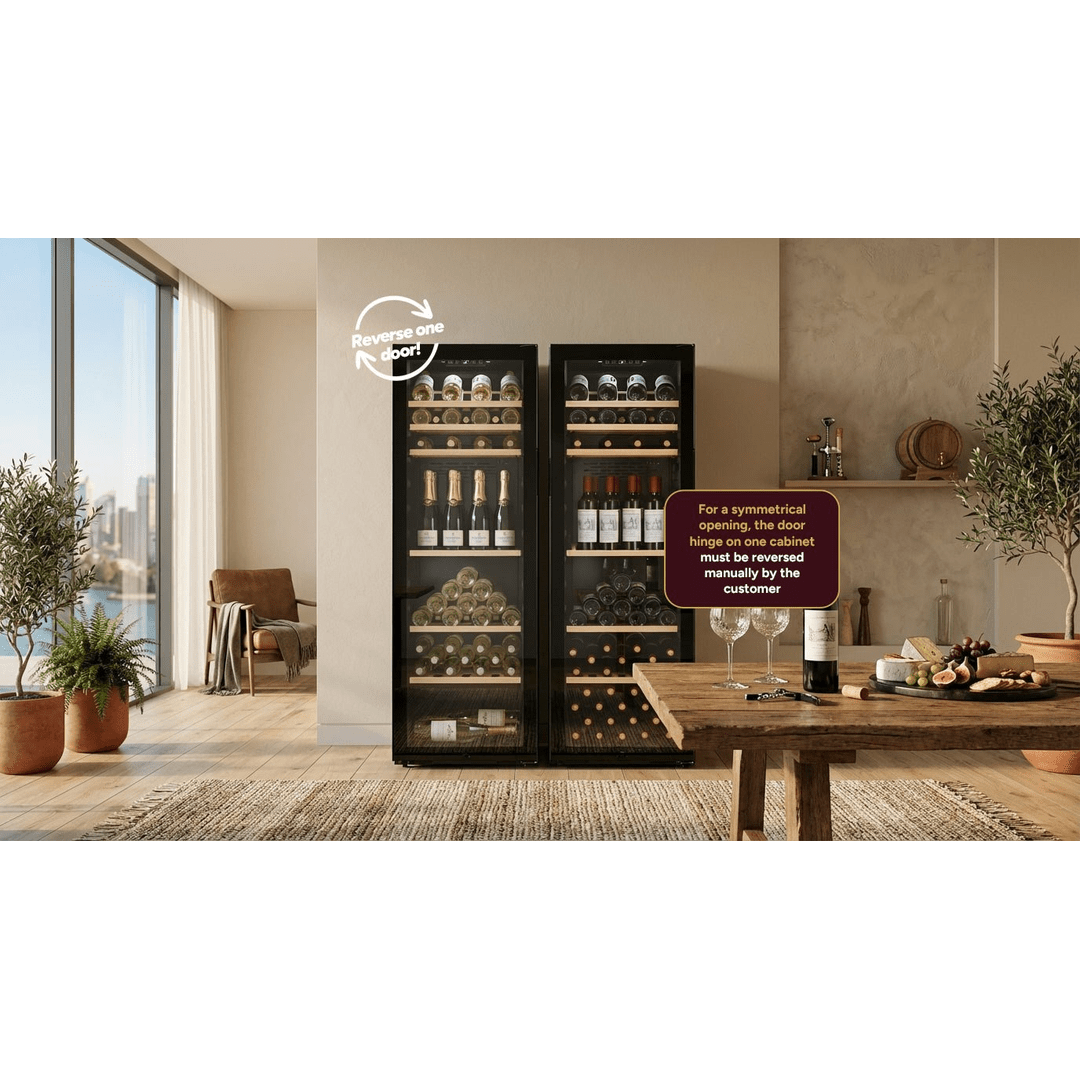LIFESTYLE: LECAVIST Wine Cabinet Duo – 336 Bottle (2 × 168) – Single Zone – Freestanding - Black (LEK168PVX2) PRE-ORDER - Freestanding - LeCavist Wine Cabinets