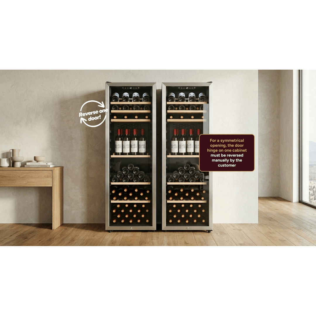 LIFESTYLE: LECAVIST Wine Cabinet Duo - 336 Bottle (2 x 168) - Single Zone - Freestanding - Stainless Steel (LEK168PVXX2) - Freestanding - LeCavist Wine Cabinets