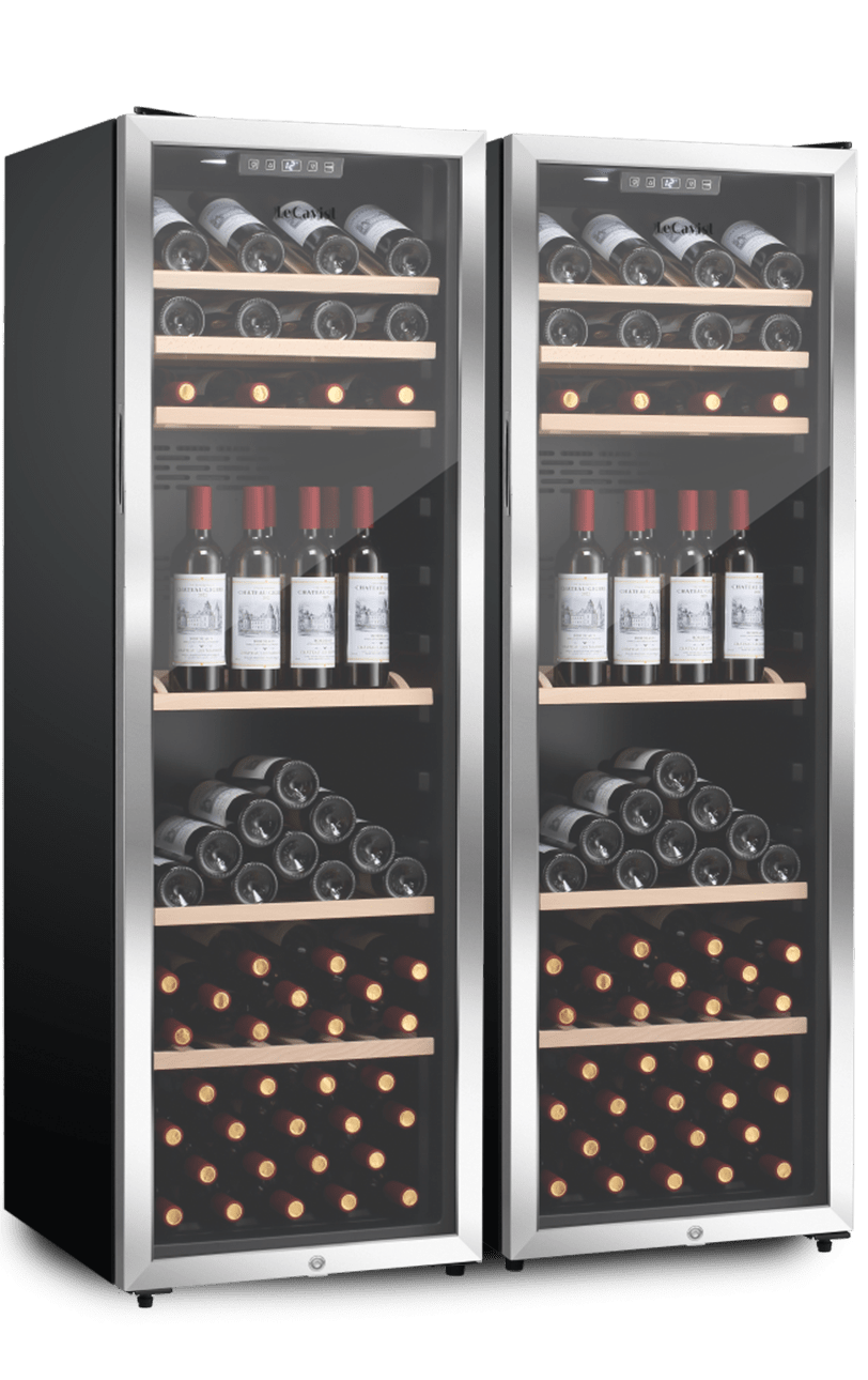 LECAVIST Wine Cabinet Duo - 336 Bottle (2 x 168) - Single Zone - Freestanding - Stainless Steel (LEK168PVXX2) - Freestanding - LeCavist Wine Cabinets