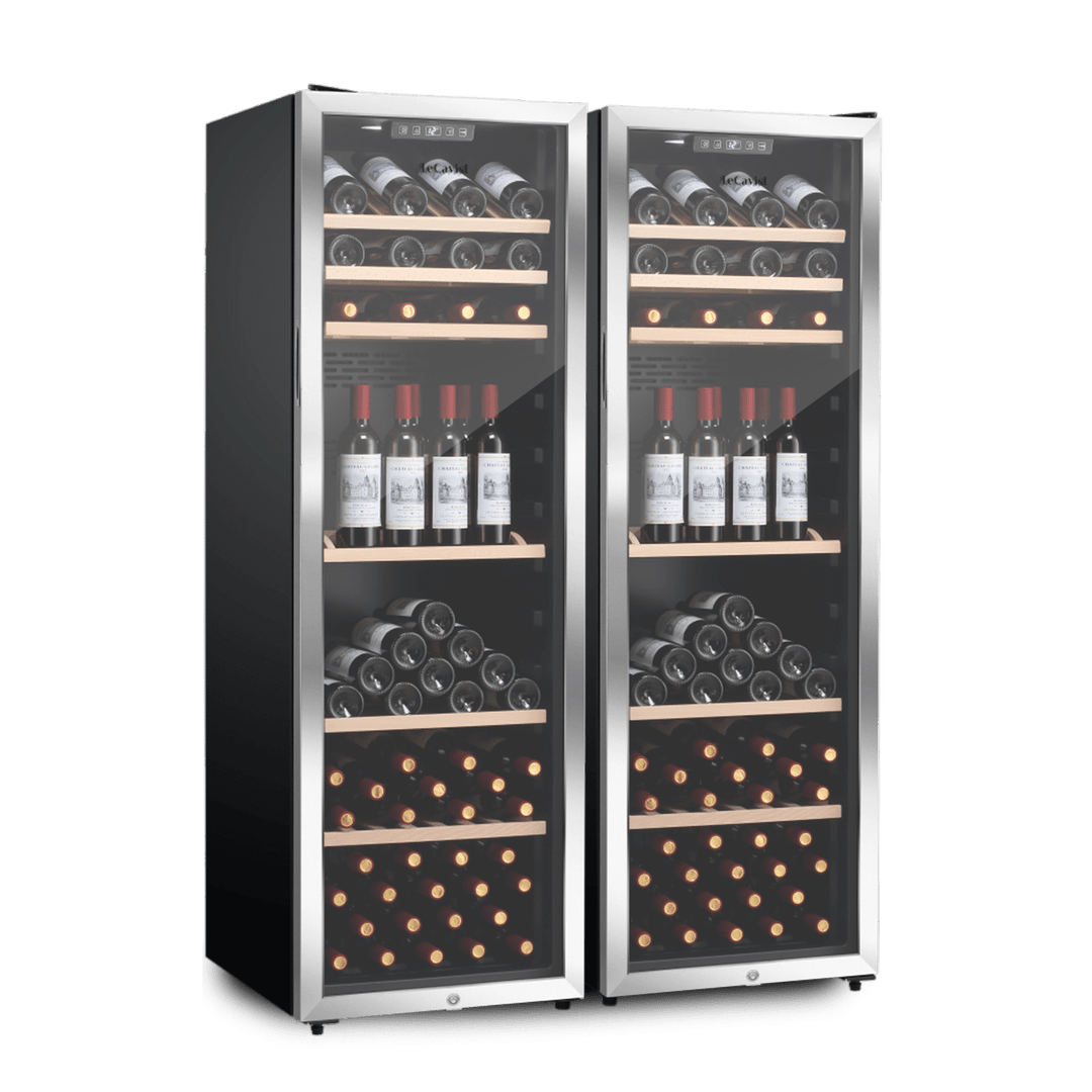 PRODUCT: LECAVIST Wine Cabinet Duo - 336 Bottle (2 x 168) - Single Zone - Freestanding - Stainless Steel (LEK168PVXX2) - Freestanding - LeCavist Wine Cabinets