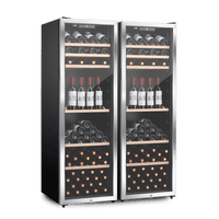 LECAVIST Wine Cabinet Duo - 336 Bottle (2 x 168) - Single Zone - Freestanding - Stainless Steel (LEK168PVXX2)