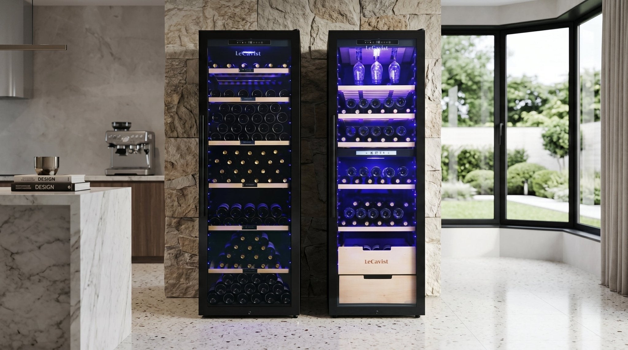 LECAVIST Wine Cabinet Duo - 474 Bottle (248 + 226) - Single Zone + Dual Zone - Freestanding - Black (LCS470VNX2) - Freestanding - LeCavist Wine Cabinets