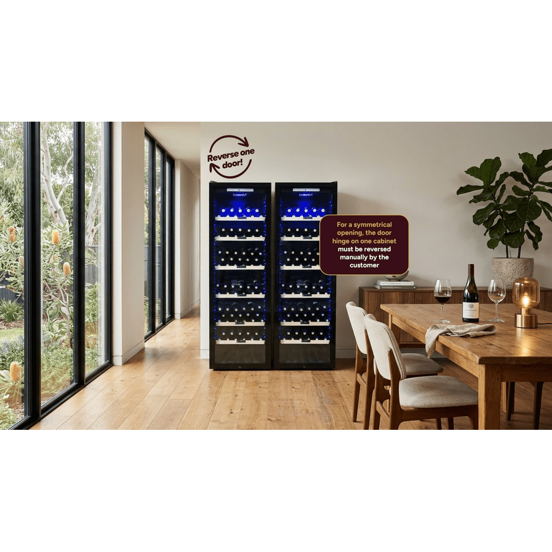 LECAVIST Wine Cabinet Duo – 496 Bottle (2 × 248) – Single Zone – Freestanding – Black (LCS240VN1Z1DX2) - LeCavist Wine Cabinets