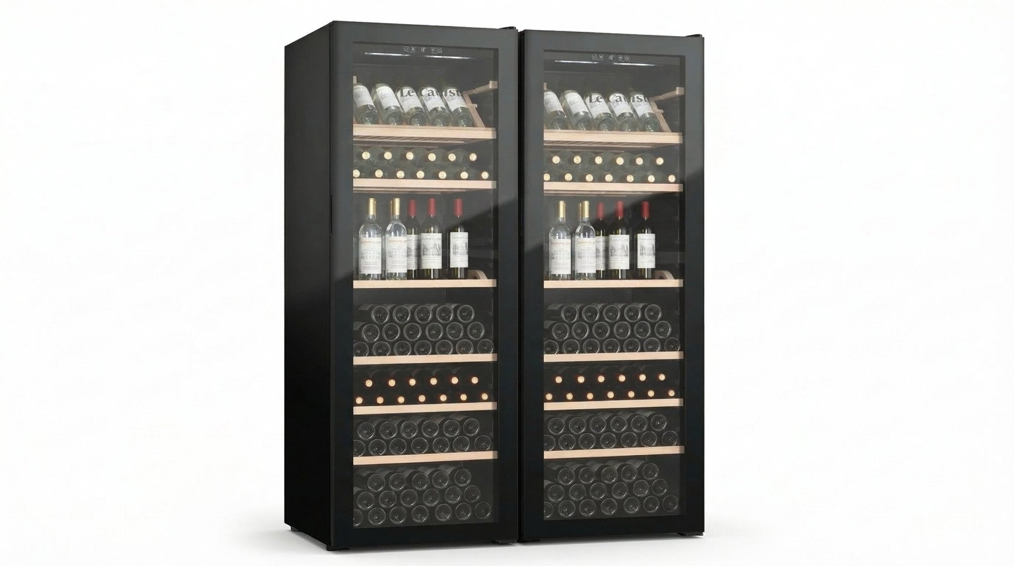 LECAVIST Wine Cabinet Duo – 588 Bottle Capacity (2 × 294) – Single Zone – Freestanding – Black (LJ294VNX2) - PREORDER - Freestanding - LeCavist Wine Cabinets