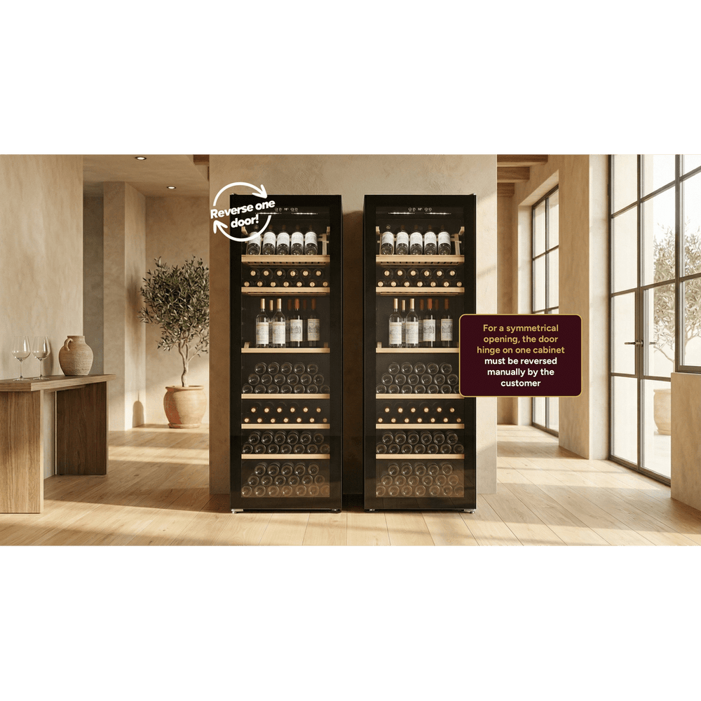 LIFESTYLE: LECAVIST Wine Cabinet Duo – 588 Bottle Capacity (2 × 294) – Single Zone – Freestanding – Black (LJ294VNX2)- PREORDER - Freestanding - LeCavist Wine Cabinets