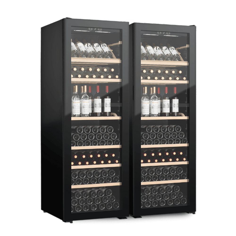 PRODUCT: LECAVIST Wine Cabinet Duo – 588 Bottle Capacity (2 × 294) – Single Zone – Freestanding – Black (LJ294VNX2)- PREORDER - Freestanding - LeCavist Wine Cabinets
