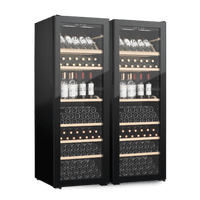 LECAVIST Wine Cabinet Duo – 588 Bottle Capacity (2 × 294) – Single Zone – Freestanding – Black (LJ294VNX2)